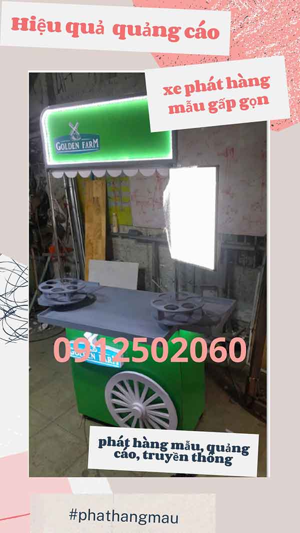 Xe Booth Sampling Phát Hàng Mẫu Có Bánh Xe – Giải Pháp Marketing Di Động Tiết Kiệm, Hiệu Quả 1 xe booth sampling